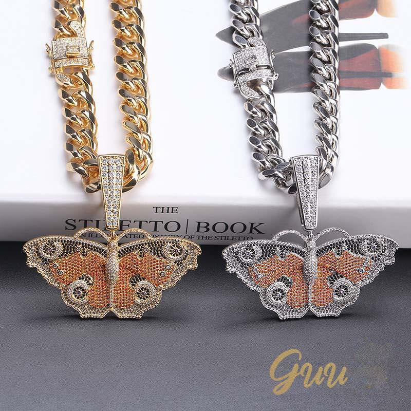 18K Gold-Plated Micro Inlay  AAA CZ Butterfly Pendant - The GUU Shop