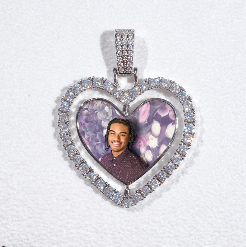 3D Spinning 2-Faced Heart Custom Picture Pendant