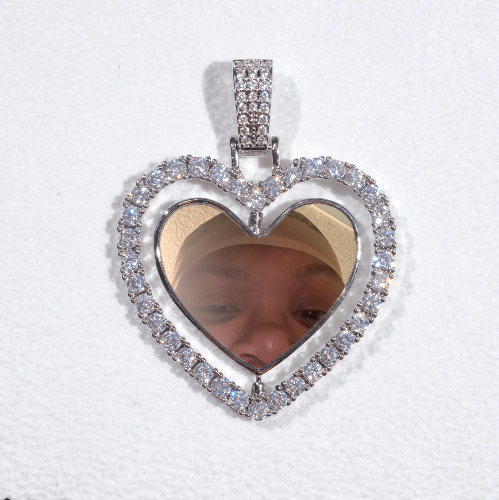 3D Spinning 2-Faced Heart Custom Picture Pendant