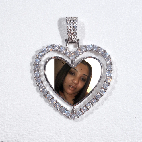 3D Spinning 2-Faced Heart Custom Picture Pendant