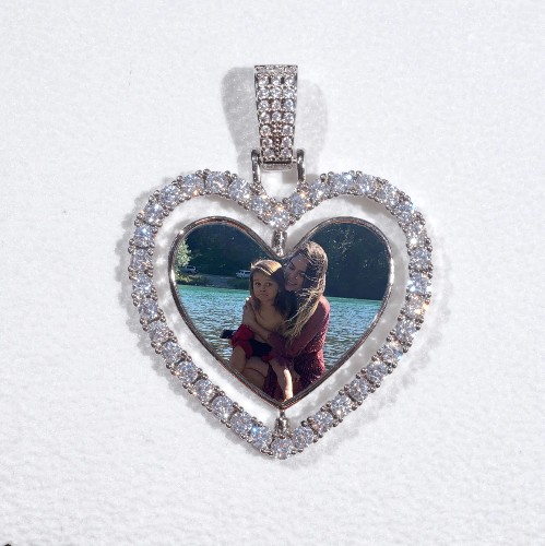 3D Spinning 2-Faced Heart Custom Picture Pendant