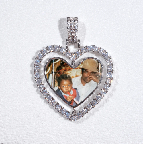 3D Spinning 2-Faced Heart Custom Picture Pendant