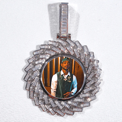 Large 3D Baguette Custom Picture Pendant