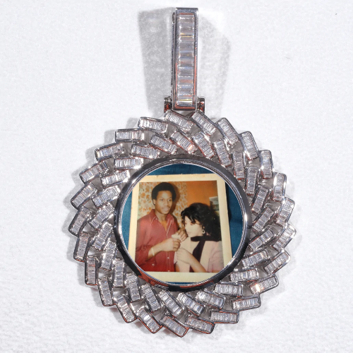 Large 3D Baguette Custom Picture Pendant