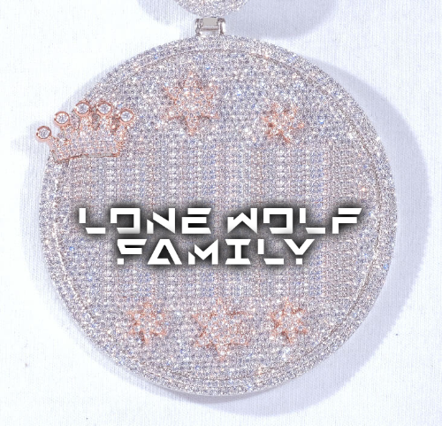 CUSTOM LETTER NECKLACE 3D BIG CROWN DISC