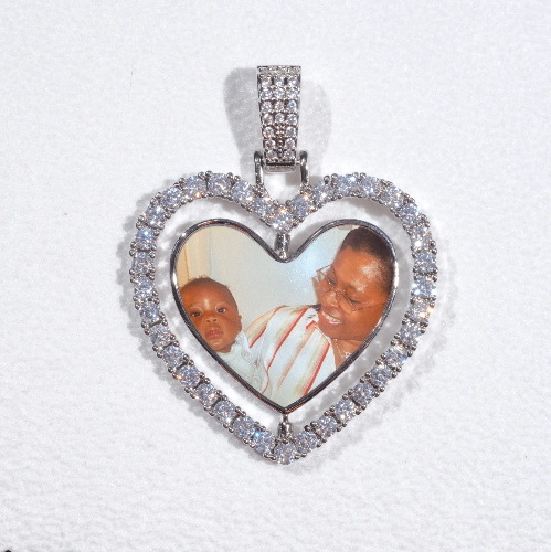 3D Spinning 2-Faced Heart Custom Picture Pendant