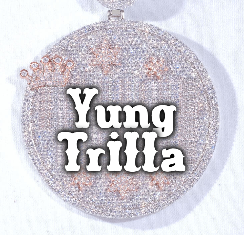 CUSTOM LETTER NECKLACE 3D BIG CROWN DISC