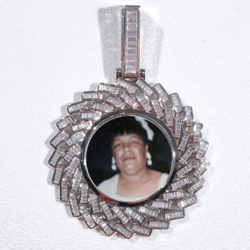 Large 3D Baguette Custom Picture Pendant