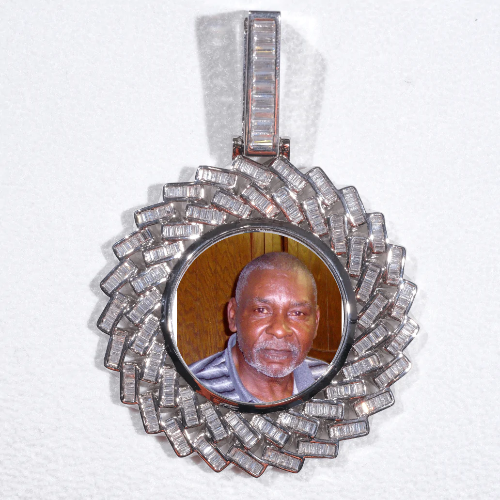 Large 3D Baguette Custom Picture Pendant