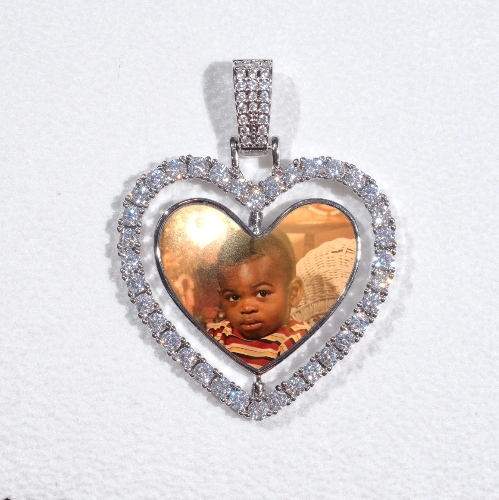 3D Spinning 2-Faced Heart Custom Picture Pendant