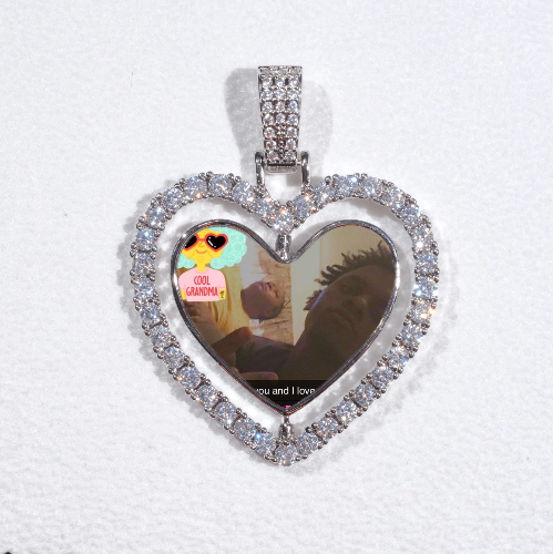 3D Spinning 2-Faced Heart Custom Picture Pendant