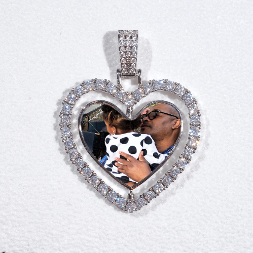 3D Spinning 2-Faced Heart Custom Picture Pendant