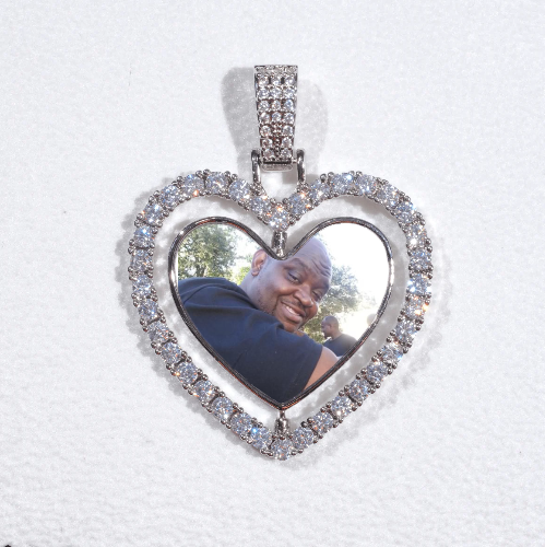 3D Spinning 2-Faced Heart Custom Picture Pendant
