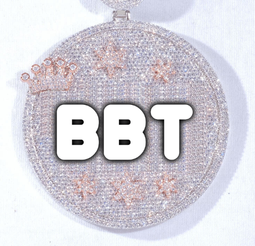 CUSTOM LETTER NECKLACE 3D BIG CROWN DISC