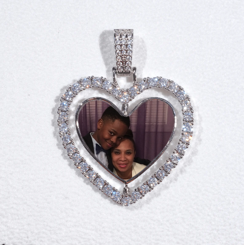 3D Spinning 2-Faced Heart Custom Picture Pendant