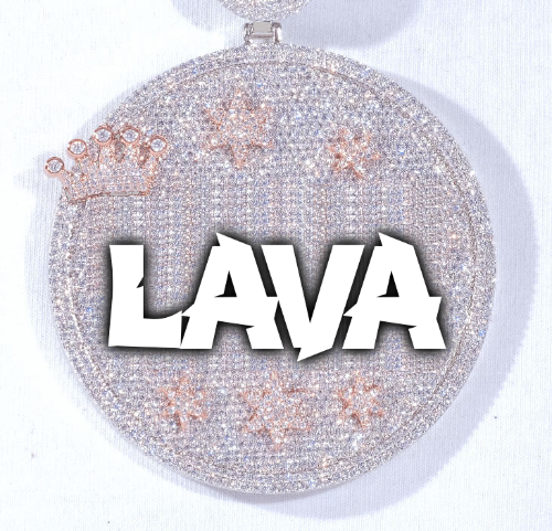 CUSTOM LETTER NECKLACE 3D BIG CROWN DISC