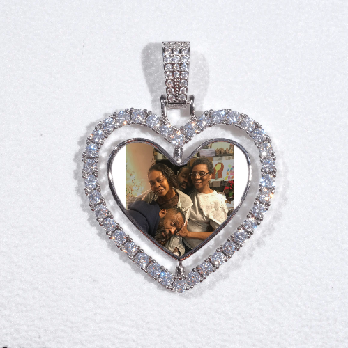3D Spinning 2-Faced Heart Custom Picture Pendant