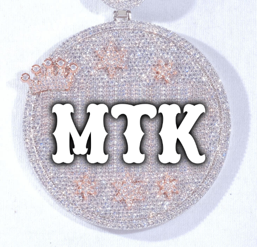 CUSTOM LETTER NECKLACE 3D BIG CROWN DISC