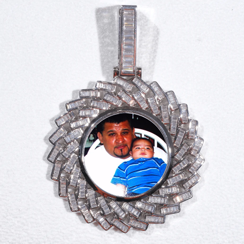Large 3D Baguette Custom Picture Pendant