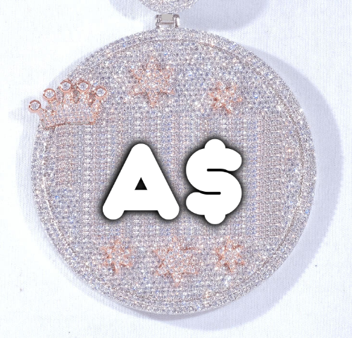 CUSTOM LETTER NECKLACE 3D BIG CROWN DISC
