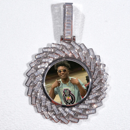 Large 3D Baguette Custom Picture Pendant