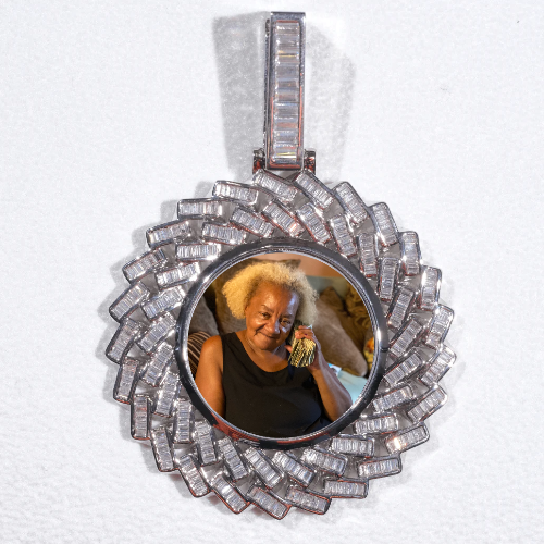 Large 3D Baguette Custom Picture Pendant