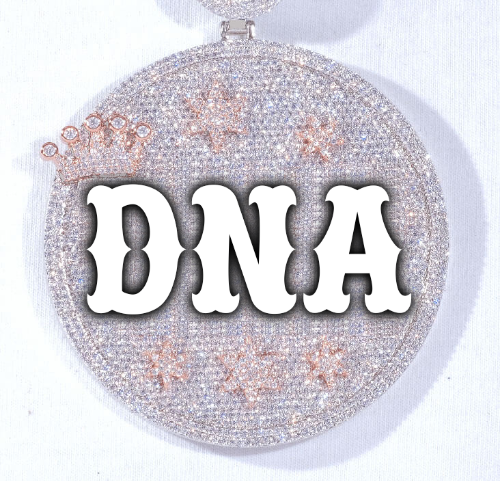 CUSTOM LETTER NECKLACE 3D BIG CROWN DISC