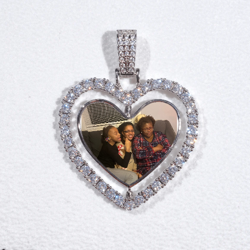 3D Spinning 2-Faced Heart Custom Picture Pendant