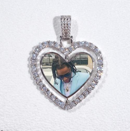 3D Spinning 2-Faced Heart Custom Picture Pendant