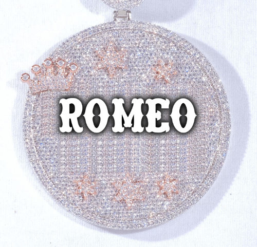 CUSTOM LETTER NECKLACE 3D BIG CROWN DISC