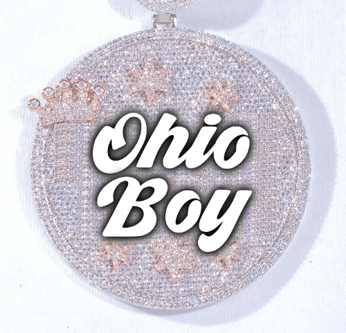 CUSTOM LETTER NECKLACE 3D BIG CROWN DISC
