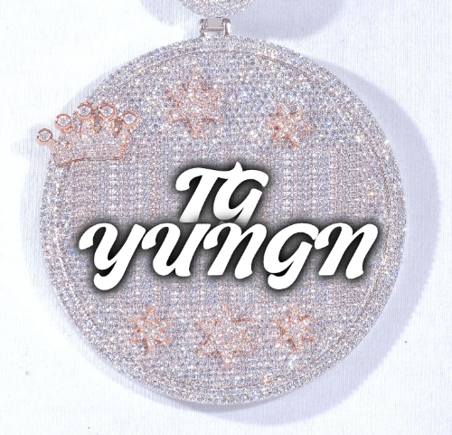 CUSTOM LETTER NECKLACE 3D BIG CROWN DISC