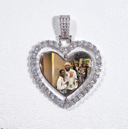 3D Spinning 2-Faced Heart Custom Picture Pendant
