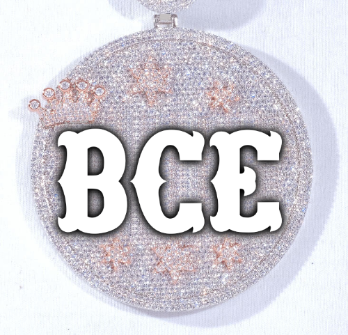 CUSTOM LETTER NECKLACE 3D BIG CROWN DISC