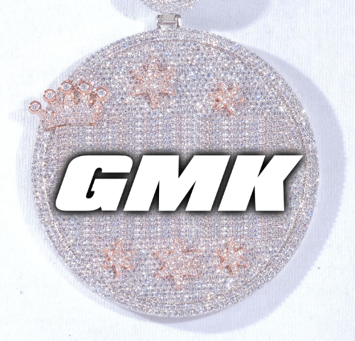 CUSTOM LETTER NECKLACE 3D BIG CROWN DISC
