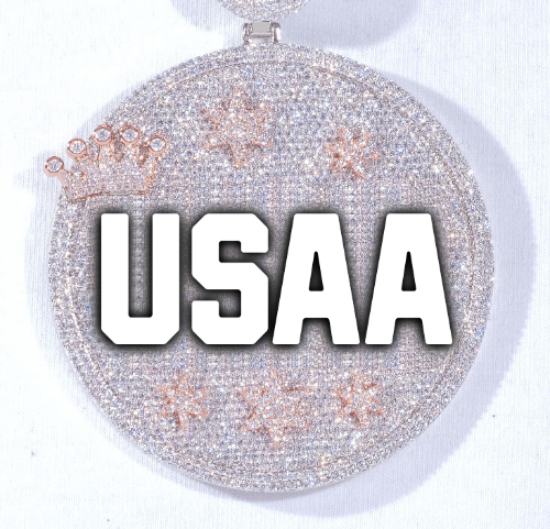 CUSTOM LETTER NECKLACE 3D BIG CROWN DISC