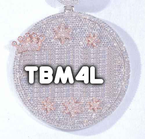 CUSTOM LETTER NECKLACE 3D BIG CROWN DISC