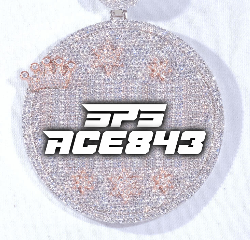 CUSTOM LETTER NECKLACE 3D BIG CROWN DISC