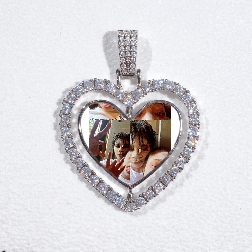 3D Spinning 2-Faced Heart Custom Picture Pendant
