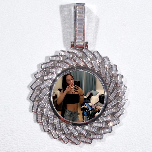Large 3D Baguette Custom Picture Pendant
