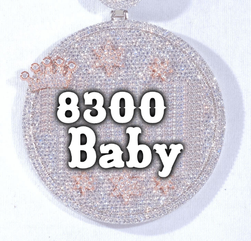 CUSTOM LETTER NECKLACE 3D BIG CROWN DISC