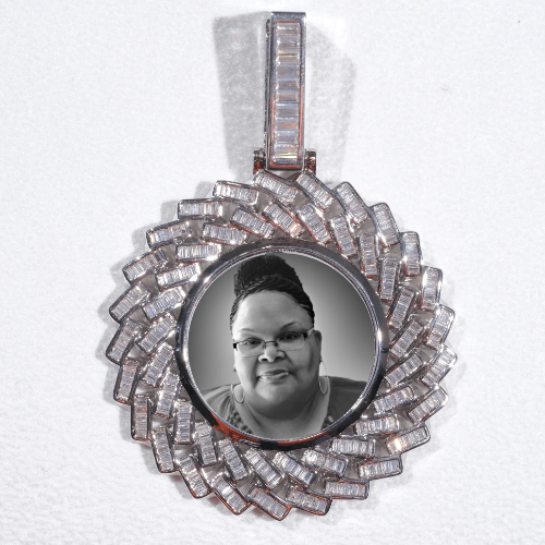 Large 3D Baguette Custom Picture Pendant