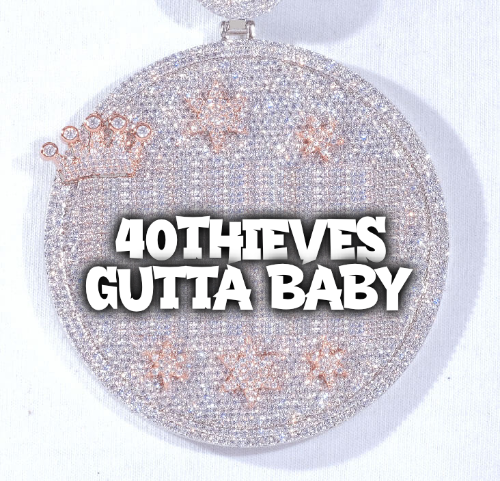 CUSTOM LETTER NECKLACE 3D BIG CROWN DISC