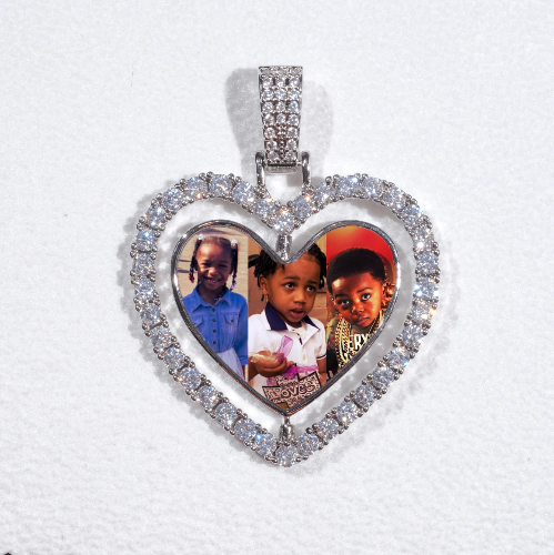 3D Spinning 2-Faced Heart Custom Picture Pendant