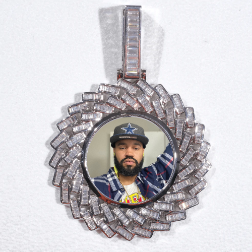 Large 3D Baguette Custom Picture Pendant