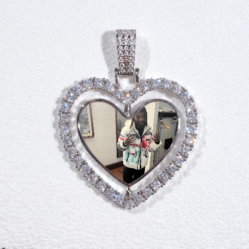 3D Spinning 2-Faced Heart Custom Picture Pendant