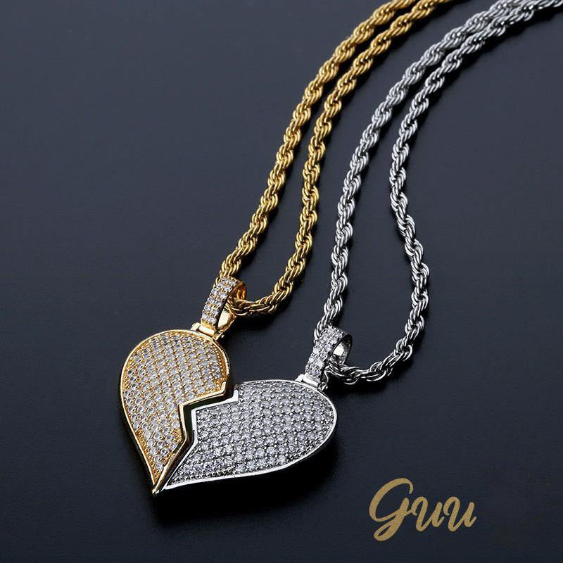 18K Gold-Plated Micro-inlay  AAA CZ  Broken Of Heart Pendant - The GUU Shop