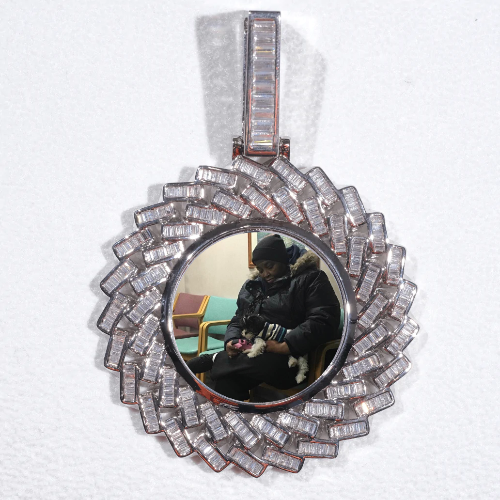 Large 3D Baguette Custom Picture Pendant