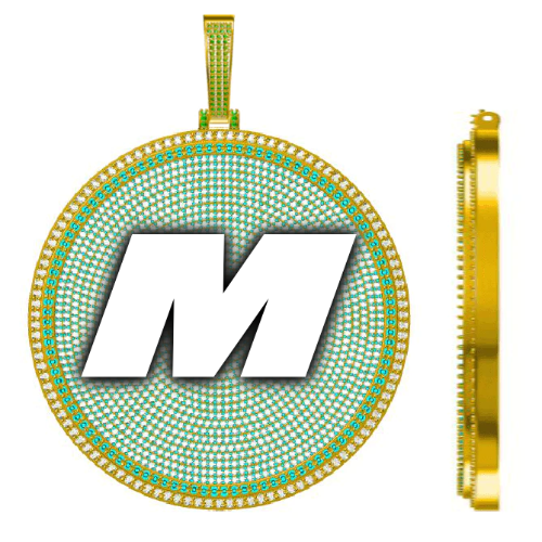CUSTOM LETTER NECKLACE 3D BIG DISC