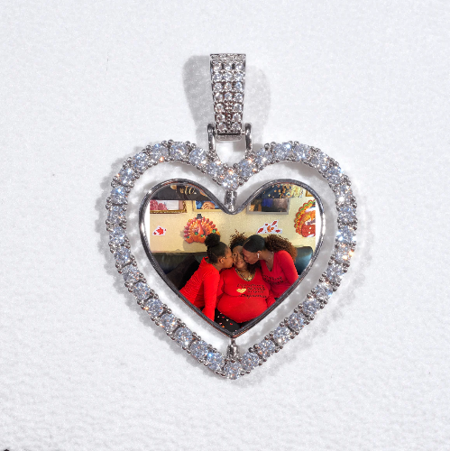 3D Spinning 2-Faced Heart Custom Picture Pendant
